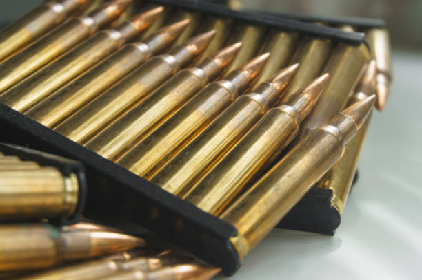 istock Close-up of ammunition for an assault rifle. 2115232610