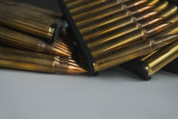 istock Close-up of ammunition for an assault rifle. 2115233239