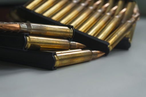 types of rifle ammunition bullets for war.