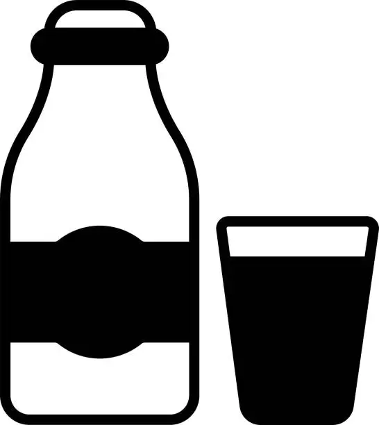 Vector illustration of Milk glyph and line vector illustration