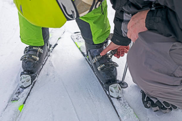fasten your boots on a gentle slope. family active recreation