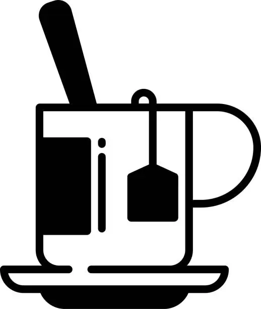 Vector illustration of Coffee glyph and line vector illustration