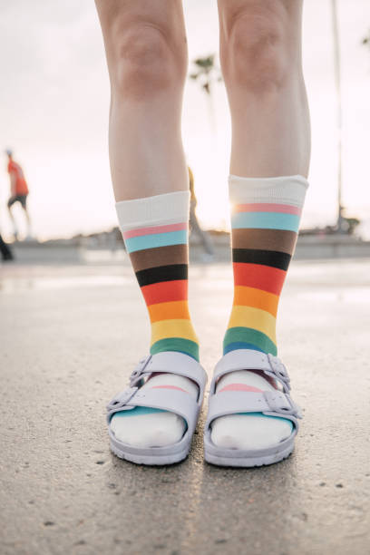 istock Person wearing rainbow socks during the Pride Month 2115299461