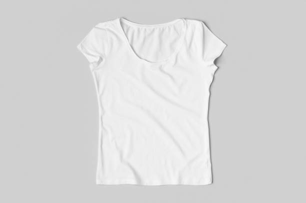 istock Women's crew neck t-shirt mockup. 2115301021