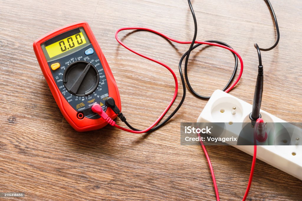 Multimeter Power Socket Measurement Voltage In Electrical Socket With Multimeter Stock Photo ...