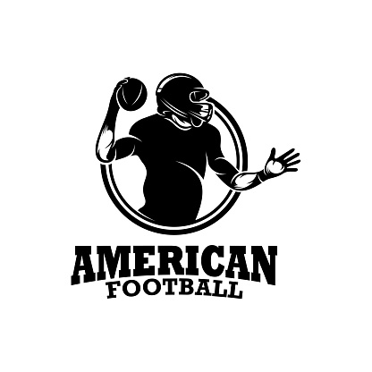 Badge patch emblem American football sport vector with Gridiron ball on white background