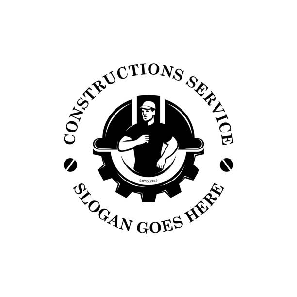Helmet and gear. Safety and protection, engineer. Construction, labor and engineering symbols. Workwear, helmet construction and cogwheel vector design and illustration.