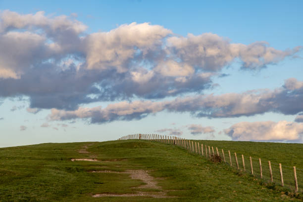 Evening light reflecting on clouds over the South Downs