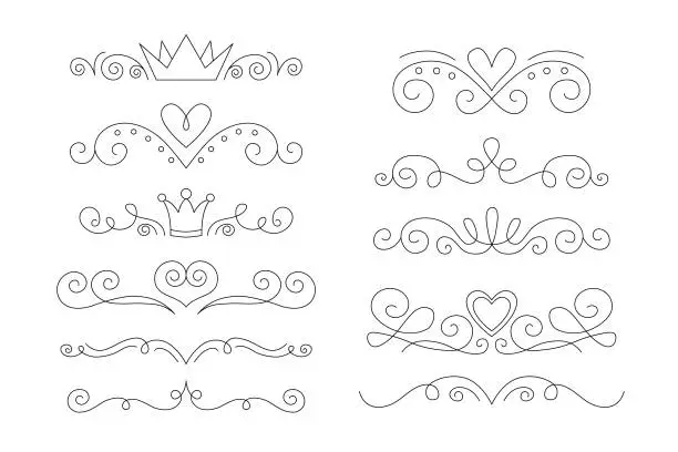 Vector illustration of Collection of elegant wedding decoration elements