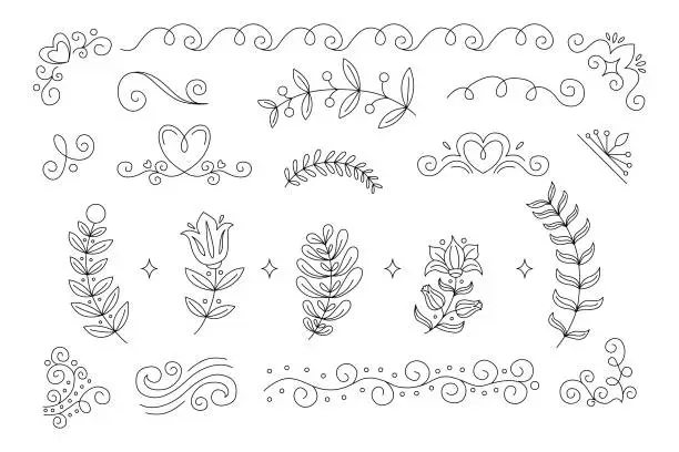 Vector illustration of Collection of elegant wedding decoration elements