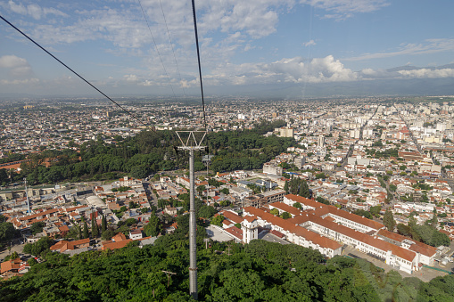 Aerial view of the city of Salta from the cableway in Argentina.