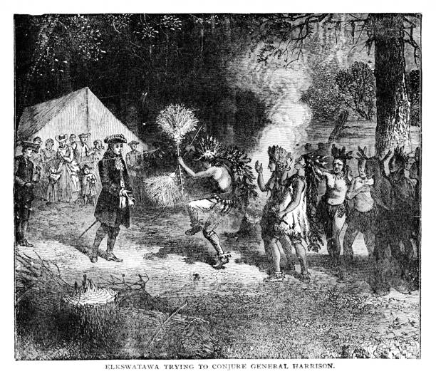 istock Elkswatawa tries to Conjure General Harrison's Ghost, United States, , 18th Century North American History 2115402250