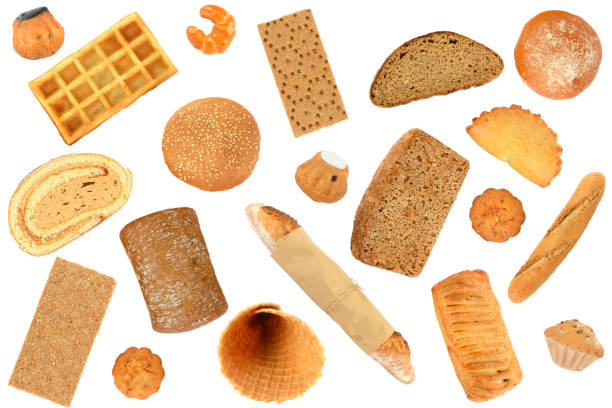istock Bread and delicious, sweet pastries isolated on white 2115408024