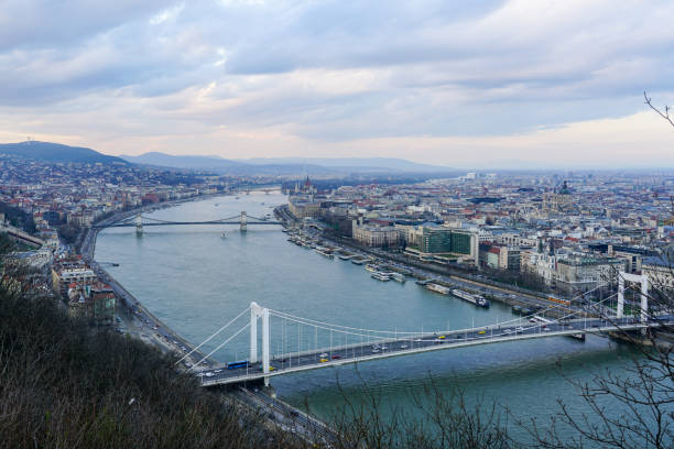 istock Beautiful Budapest panorama with Danube river with bridges from Gellert Hill 2115445902