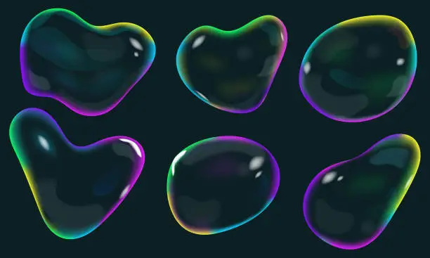Vector illustration of translucent liquid bubble shape refraction