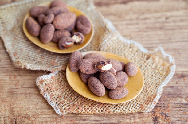 istock Round  chocolate candies with almond 2115502198