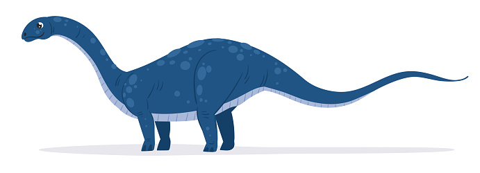 Apatosaurus dinosaur. Cartoon large sauropod dinosaur, herbivorous ancient dino, cretaceous reptile flat vector illustration. Cute apatosaurus dinosaur