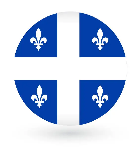 Vector illustration of Canada Provincial Quebec Flag round set on white background