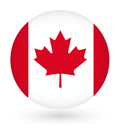 Vector illustration of a Canada Flag round set on white background. Fully editable. Includes vector eps and high resolution jpg.