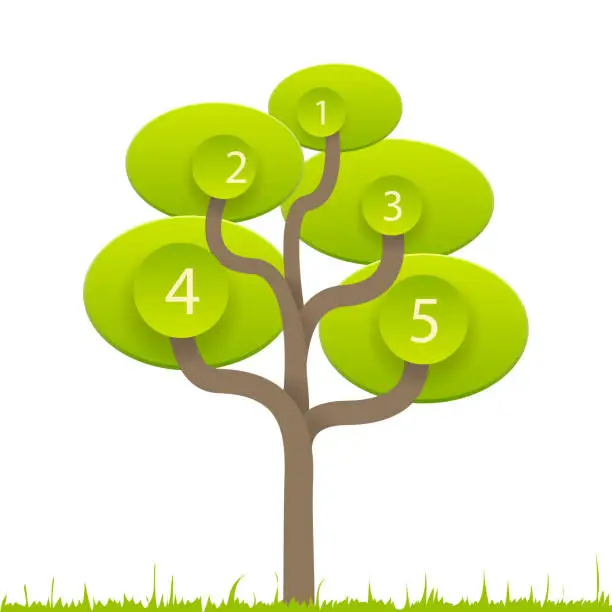 Vector illustration of tree info graphic background elements