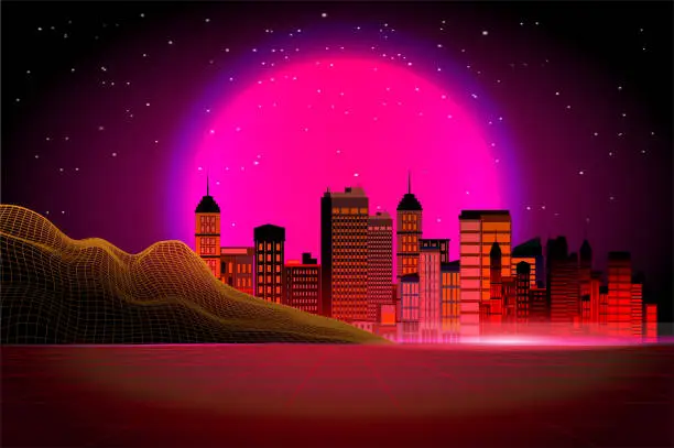 Vector illustration of City view in the evening