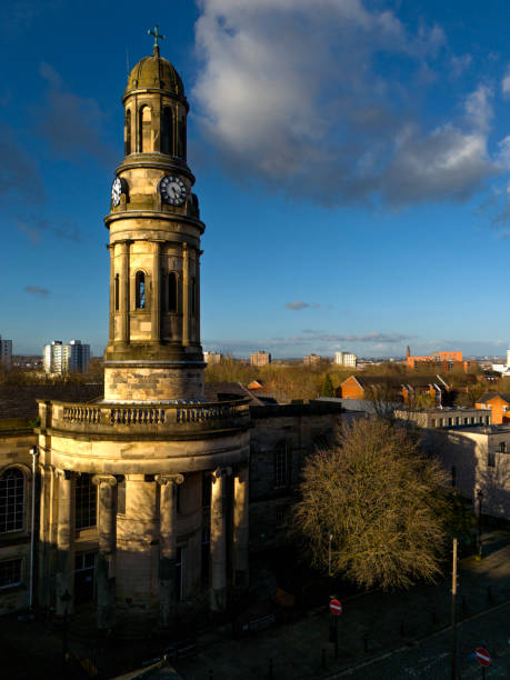 istock Church Colonnade and Clock Tower in Salford 2115706882