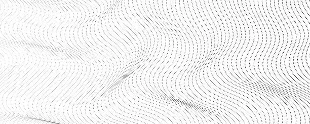 Vector illustration of Halftone monochrome background with flowing dots