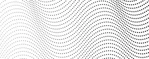 Vector illustration of Halftone monochrome background with flowing dots