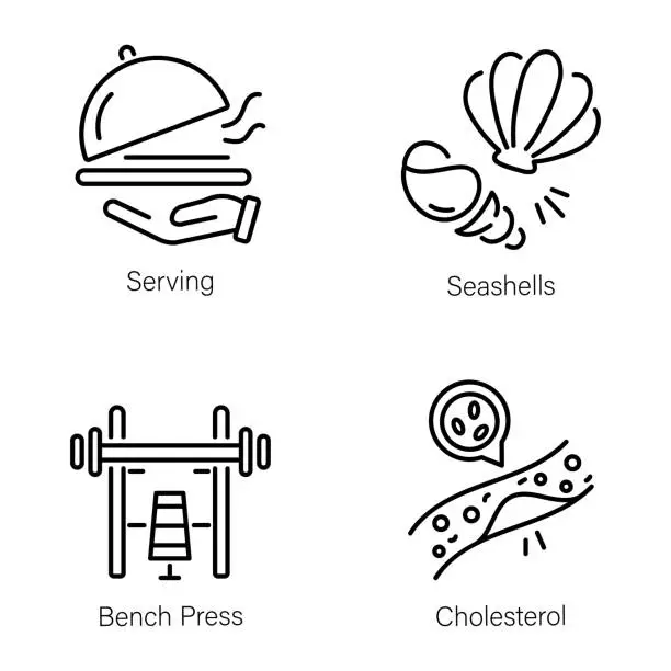 Vector illustration of Set of Healthy Food Line Style Icons