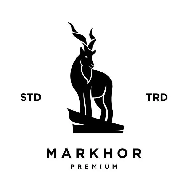 Vector illustration of Markhor head animal logo design inspiration