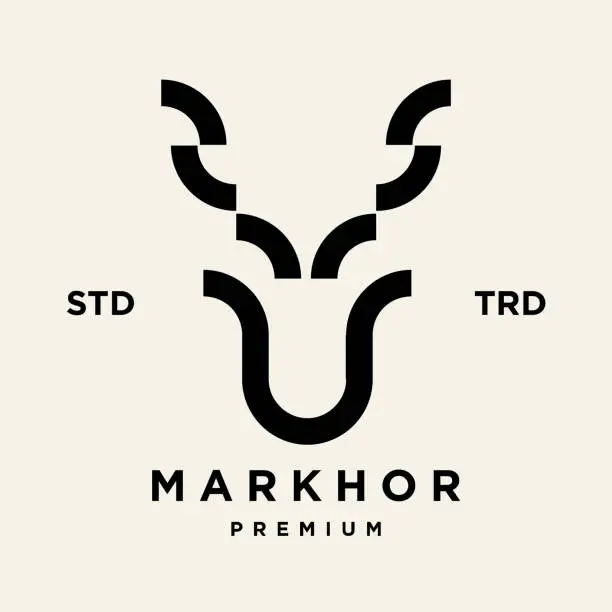 Vector illustration of Markhor head animal logo design inspiration