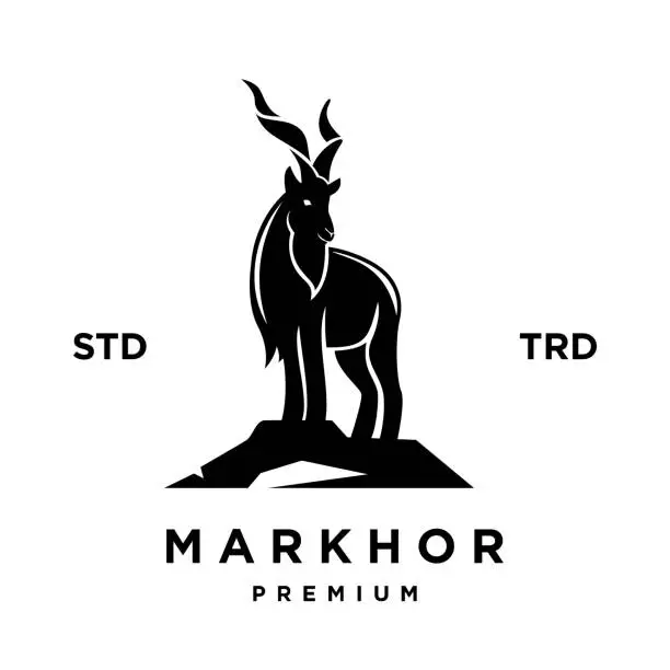 Vector illustration of Markhor head animal logo design inspiration