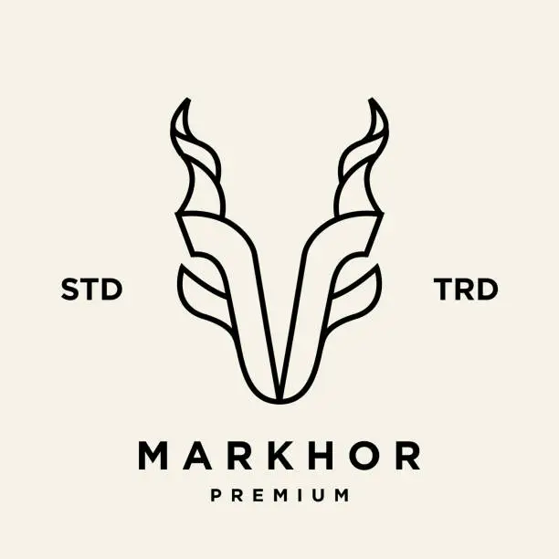 Vector illustration of Markhor head animal logo design inspiration