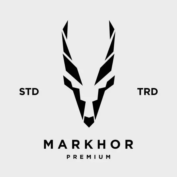 Vector illustration of Markhor head animal logo design inspiration