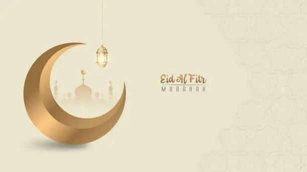 Vector illustration of Premium luxury 3D design greetings for Islamic Eid al-Fitr celebrations