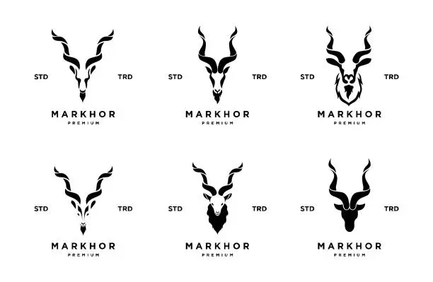 Vector illustration of Markhor head animal design inspiration