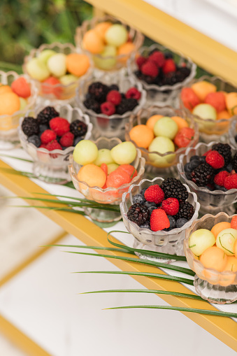 Fruit & Brunch Horderves on Display at a Spring Garden Party in Palm Beach, Florida in March of 2024