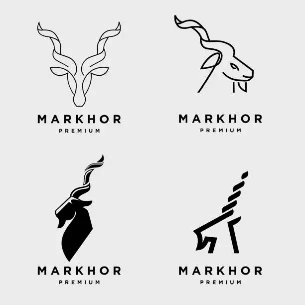 Vector illustration of Markhor head animal design inspiration