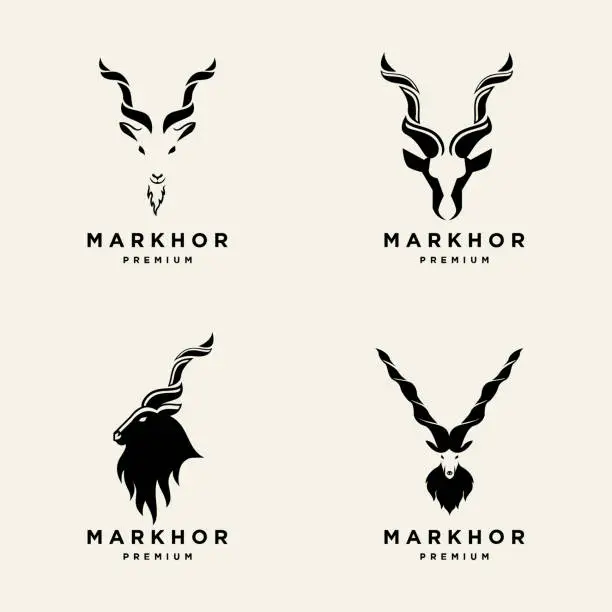 Vector illustration of Markhor head animal design inspiration