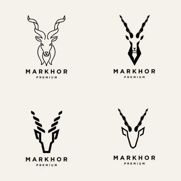Vector illustration of Markhor head animal design inspiration