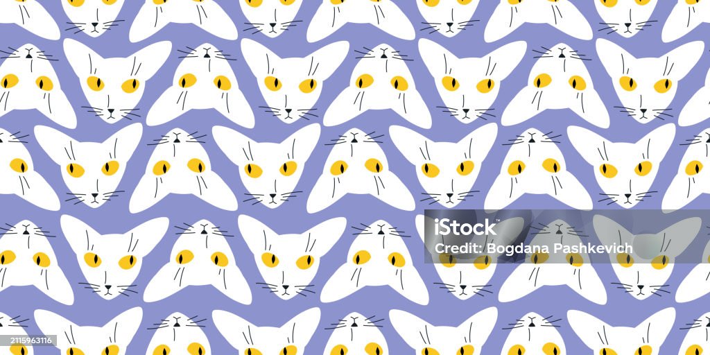 Cat Texture Repeat Pattern Seamless Cat Head Pattern Repeating Texture With Cute Vector ...