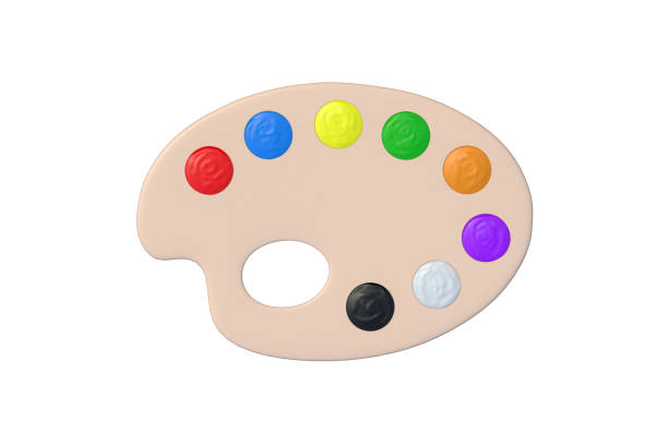 Paint palette isolated on white background. Top view. 3d render