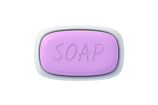 Soap bar in box isolated on white background. Top view. 3d render