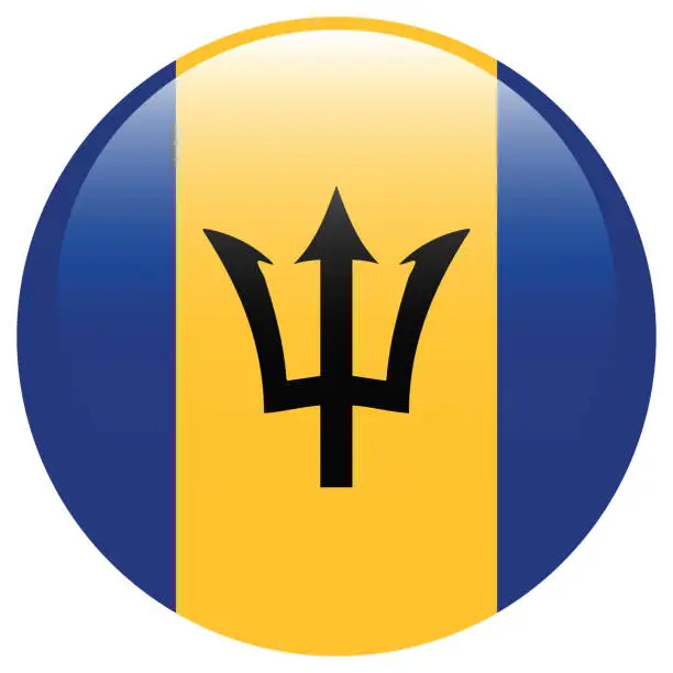 Vector illustration of Barbados flag. Flag icon. Standard color. Circle icon flag. 3d illustration. Computer illustration. Digital illustration. Vector illustration.