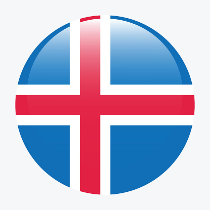Iceland flag. 3D flag. Flag icon. Standard color. Circle icon flag. Computer illustration. Digital illustration. Vector illustration.