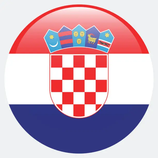 Vector illustration of Croatia flag. Button flag icon. Standard color. Circle icon flag. Computer illustration. Digital illustration. Vector illustration.