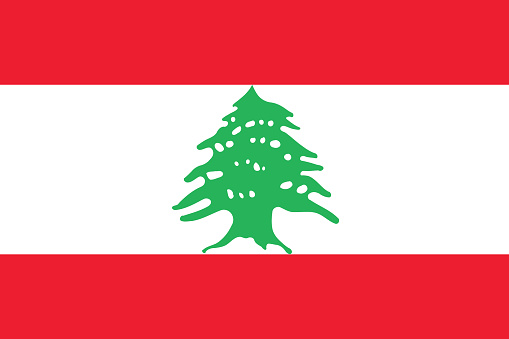 Lebanon flag. Flag icon. Standard color. Standard size. A rectangular flag. Computer illustration. Digital illustration. Vector illustration.
