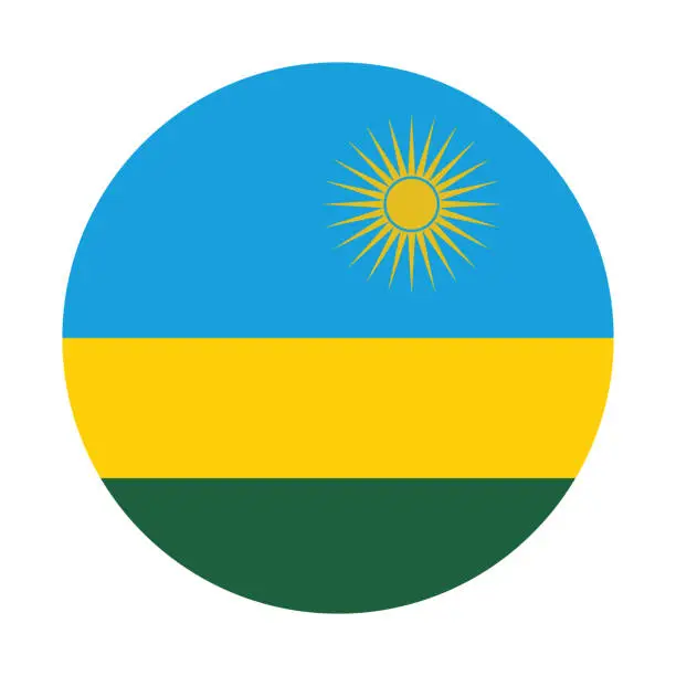 Vector illustration of Rwanda flag. Flag icon. Standard color. Circle icon flag. Computer illustration. Digital illustration. Vector illustration.