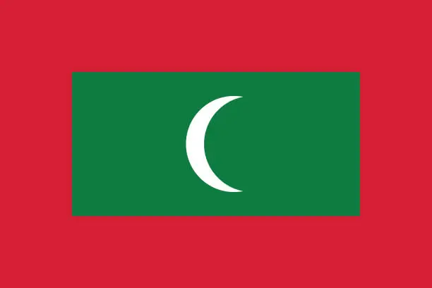 Vector illustration of Maldives flag. Flag icon. Standard color. Standard size. Rectangular flag. Computer illustration. Digital illustration. Vector illustration.