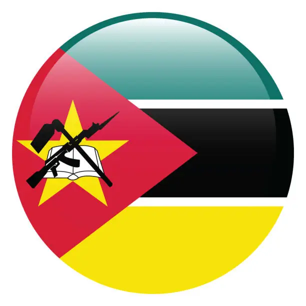 Vector illustration of Mozambique flag. Flag icon. Standard color. Circle icon flag. Computer illustration. Digital illustration. Vector illustration.